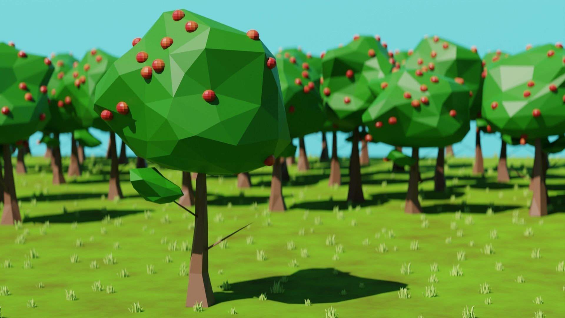 Forest Apple tree Environment Fully Procedural Free low-poly 3D model_2