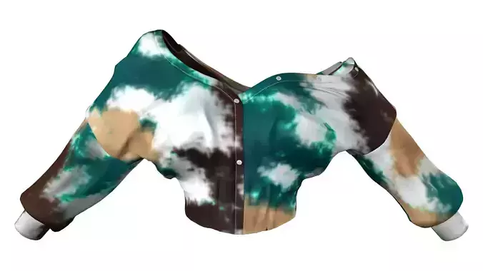 Tie Dye Curved Hem Satin Blouse