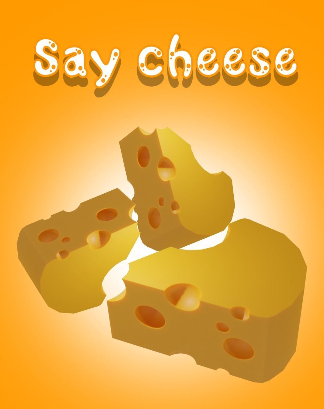 Crafting a Realistic 3D Model of Cheese Using Blender Low-poly 3D model_5