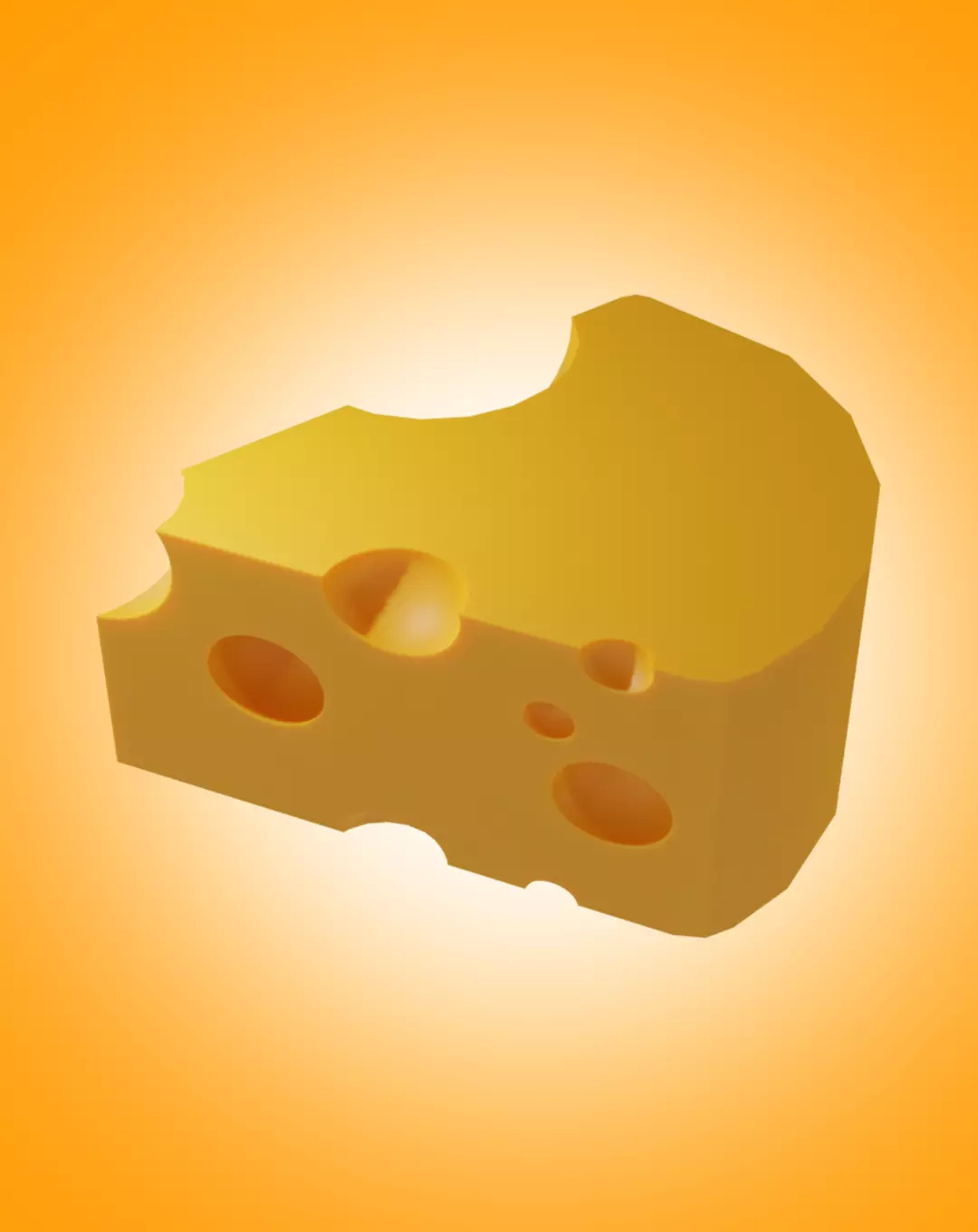 Crafting a Realistic 3D Model of Cheese Using Blender Low-poly 3D model_0