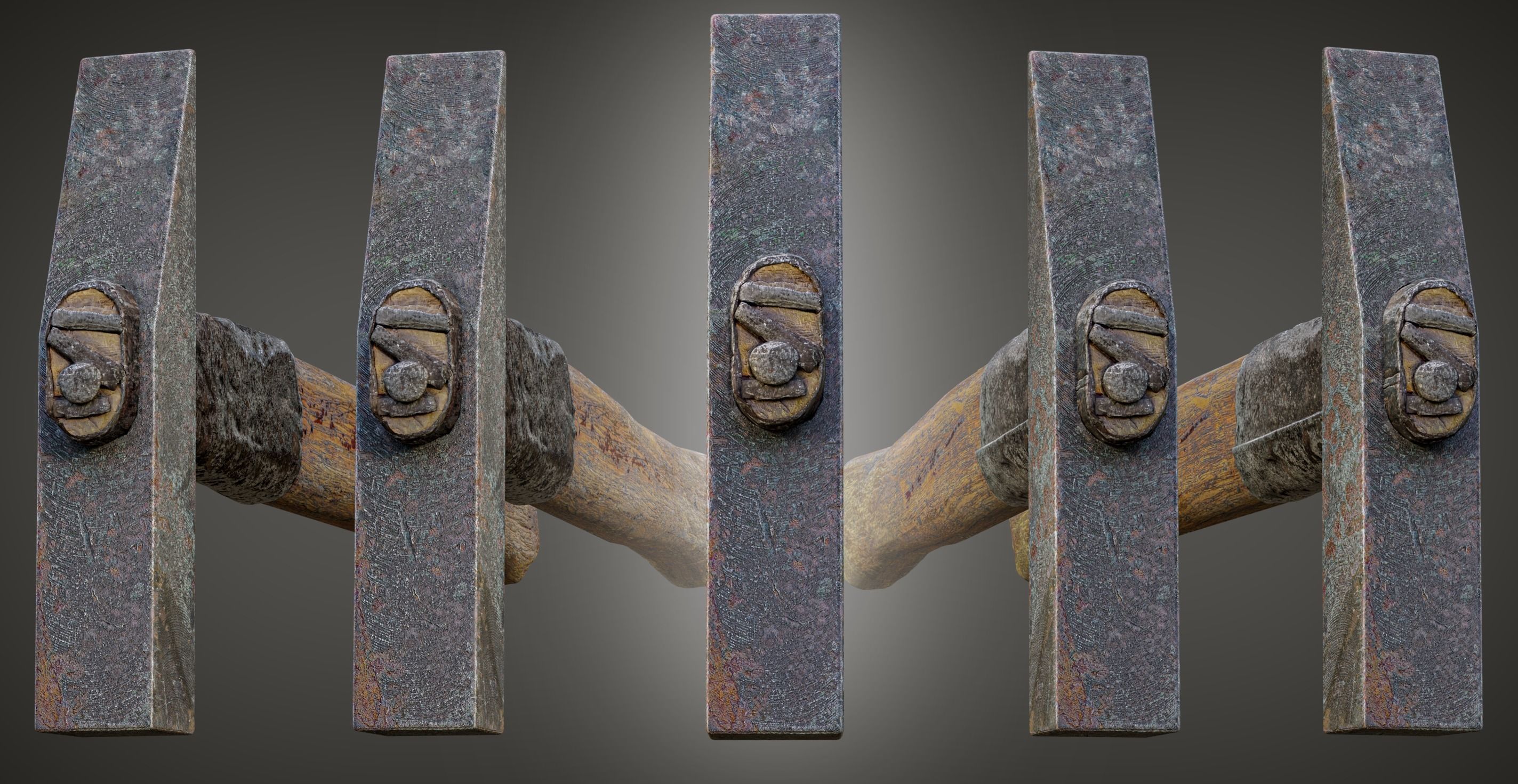 Old hammer Low-poly 3D model_2