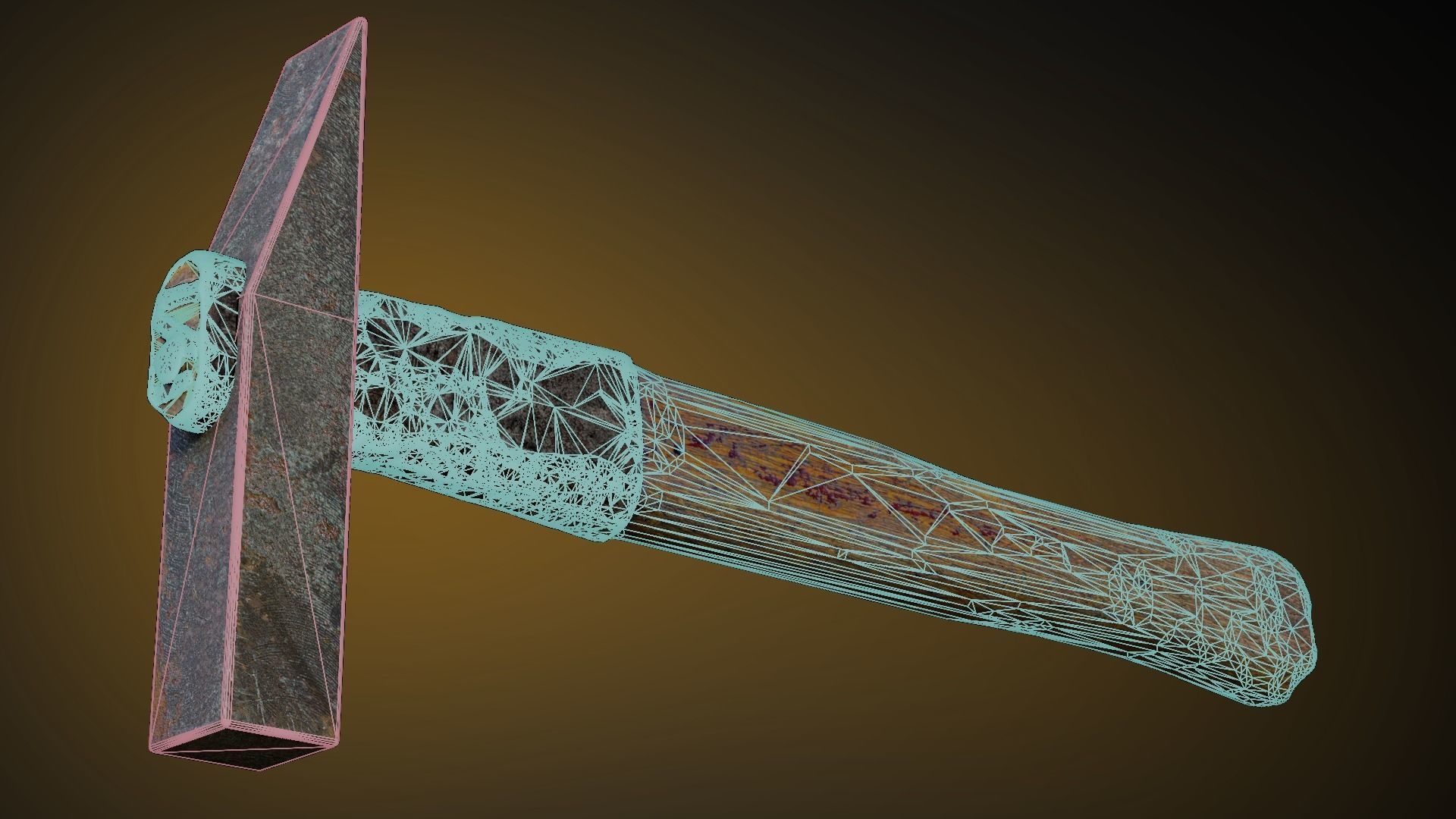 Old hammer Low-poly 3D model_5