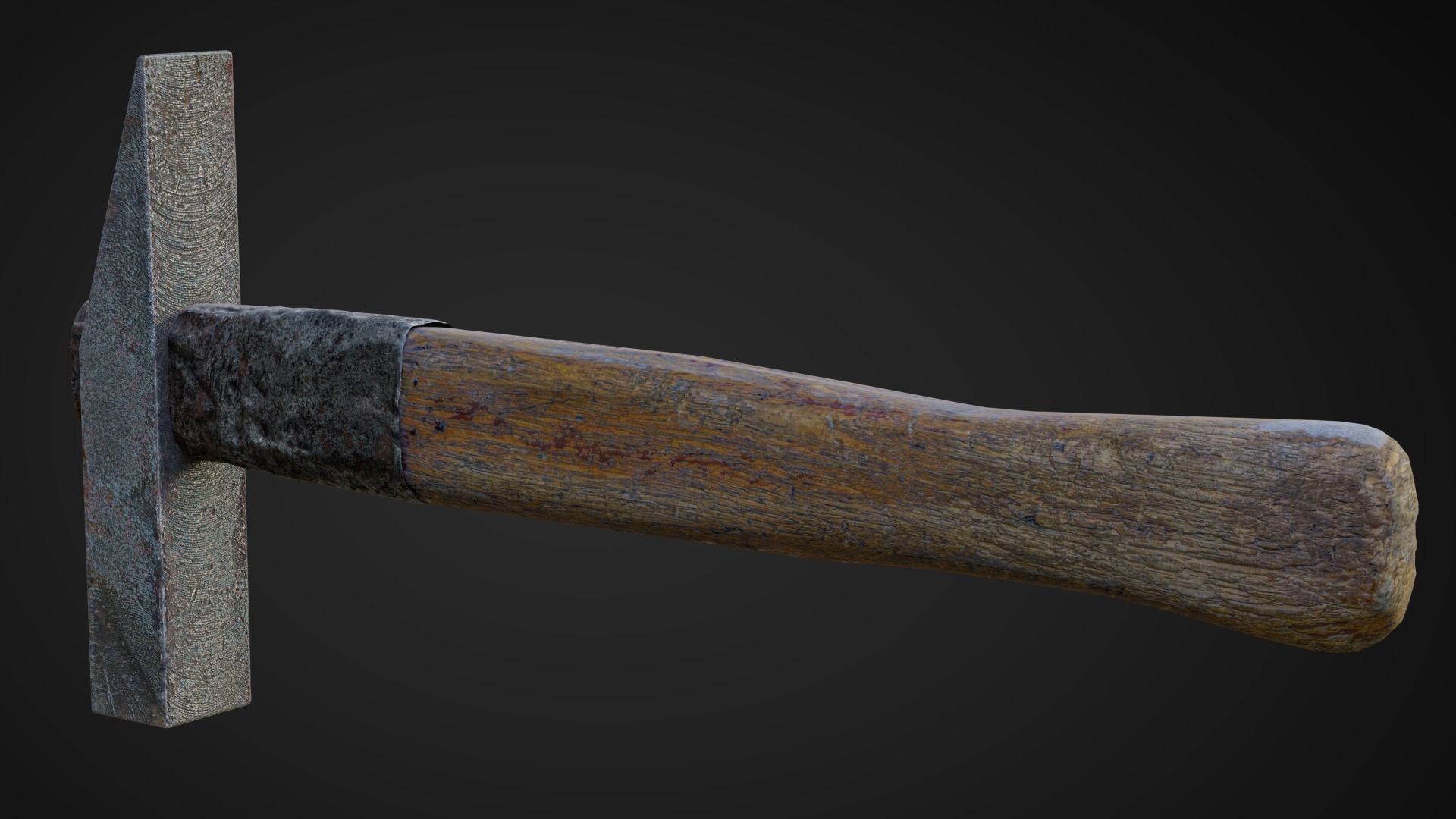 Old hammer Low-poly 3D model_4