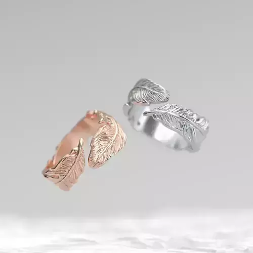 Feather wedding rings
