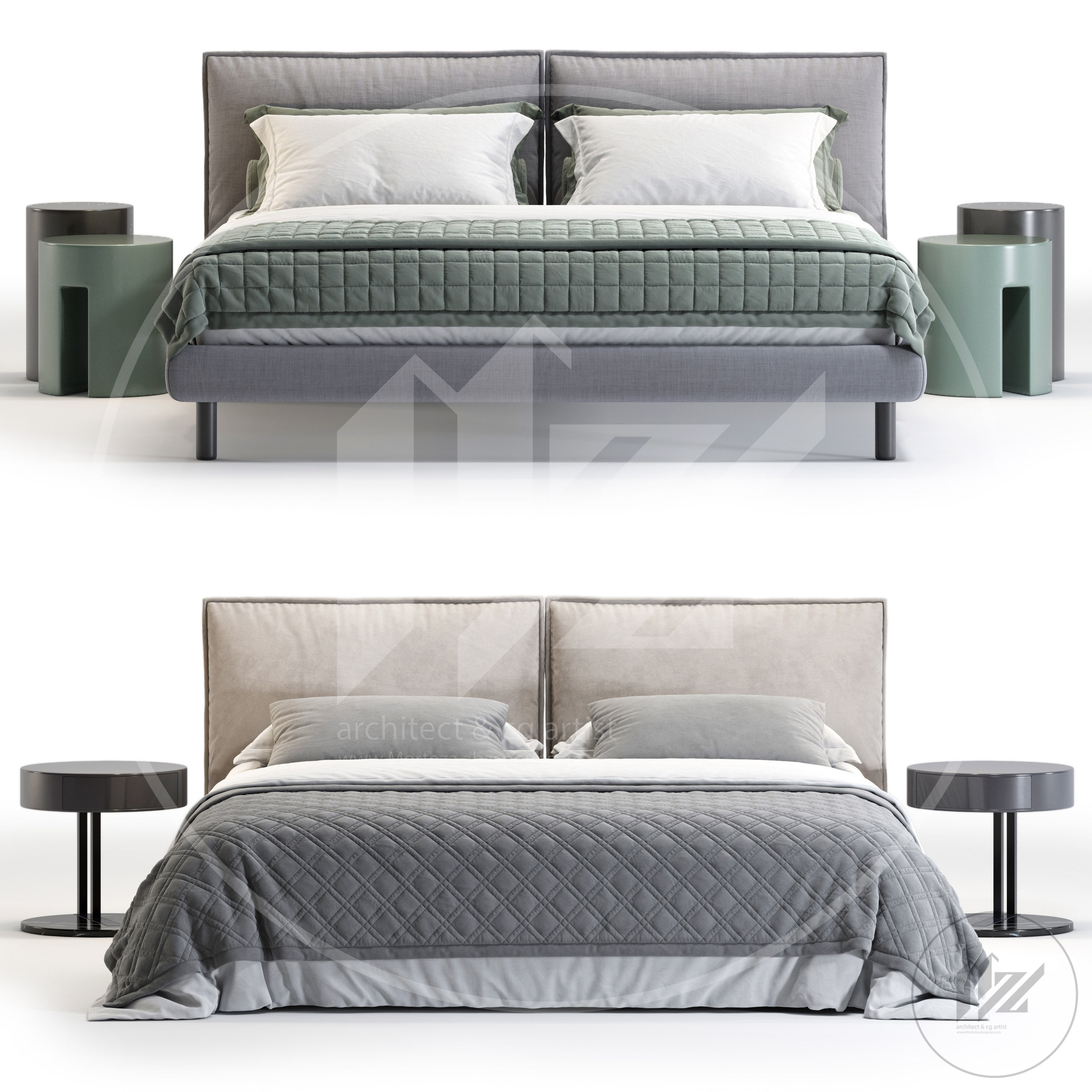 Meridiani Oliver Bed 3D model_2