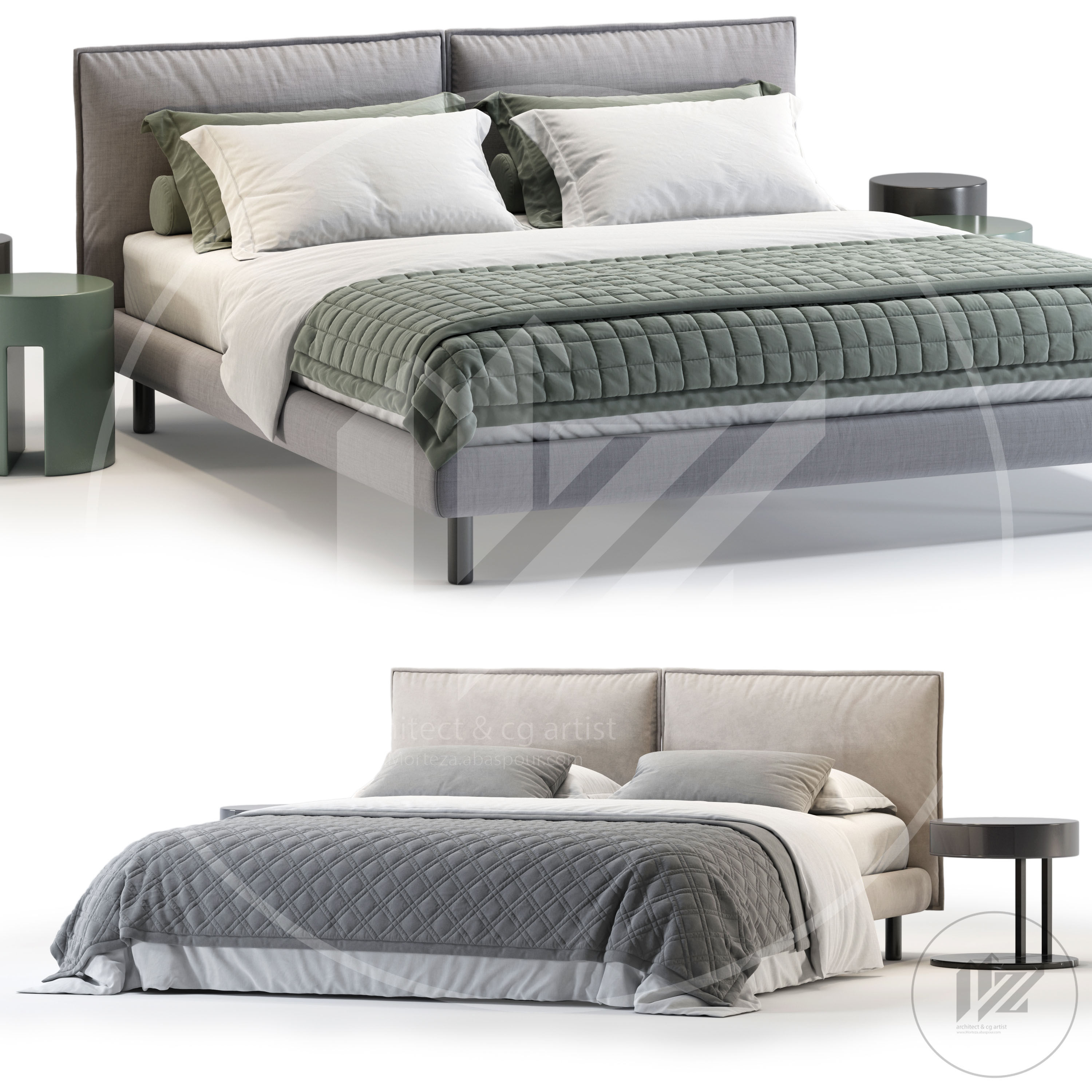 Meridiani Oliver Bed 3D model_1