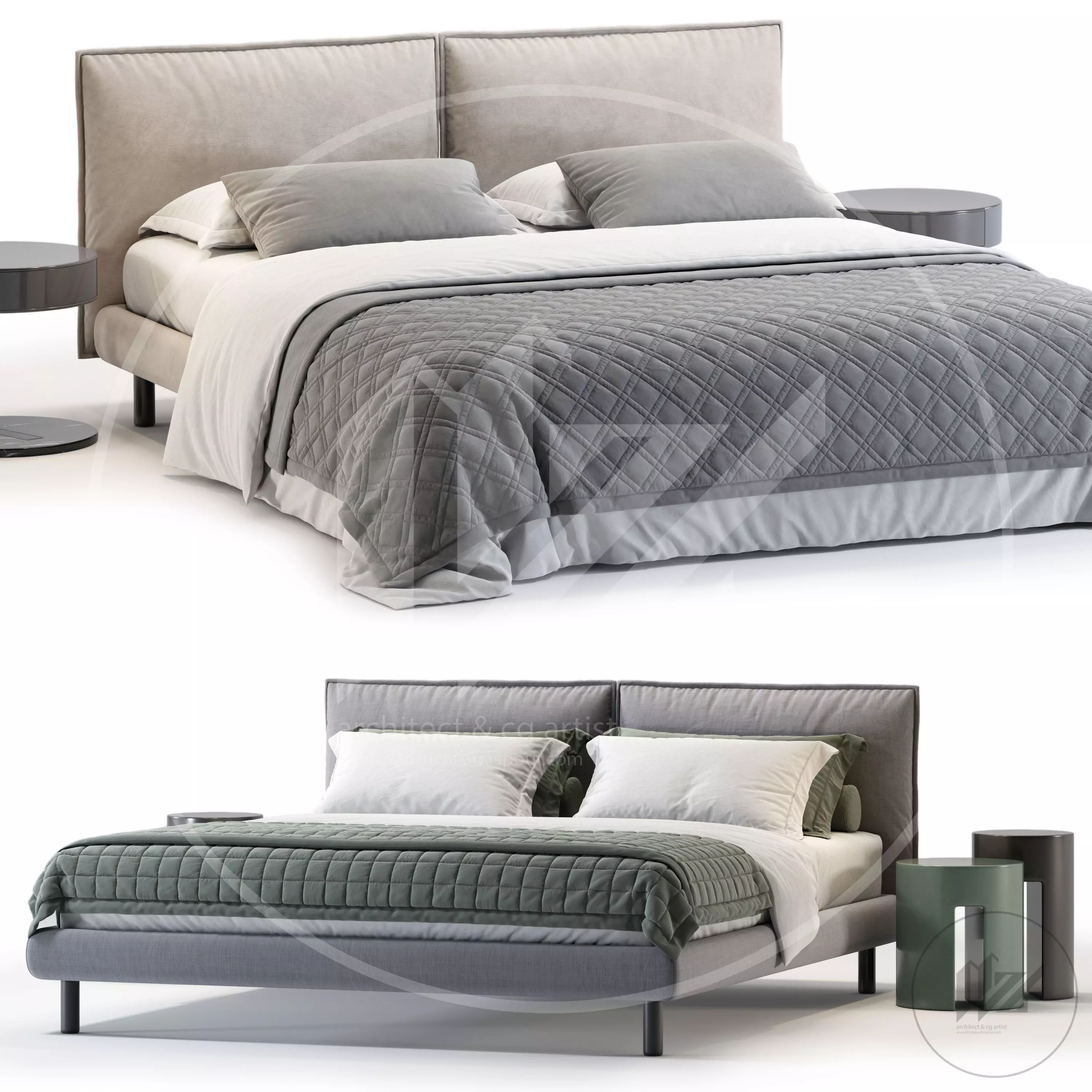 Meridiani Oliver Bed 3D model_0