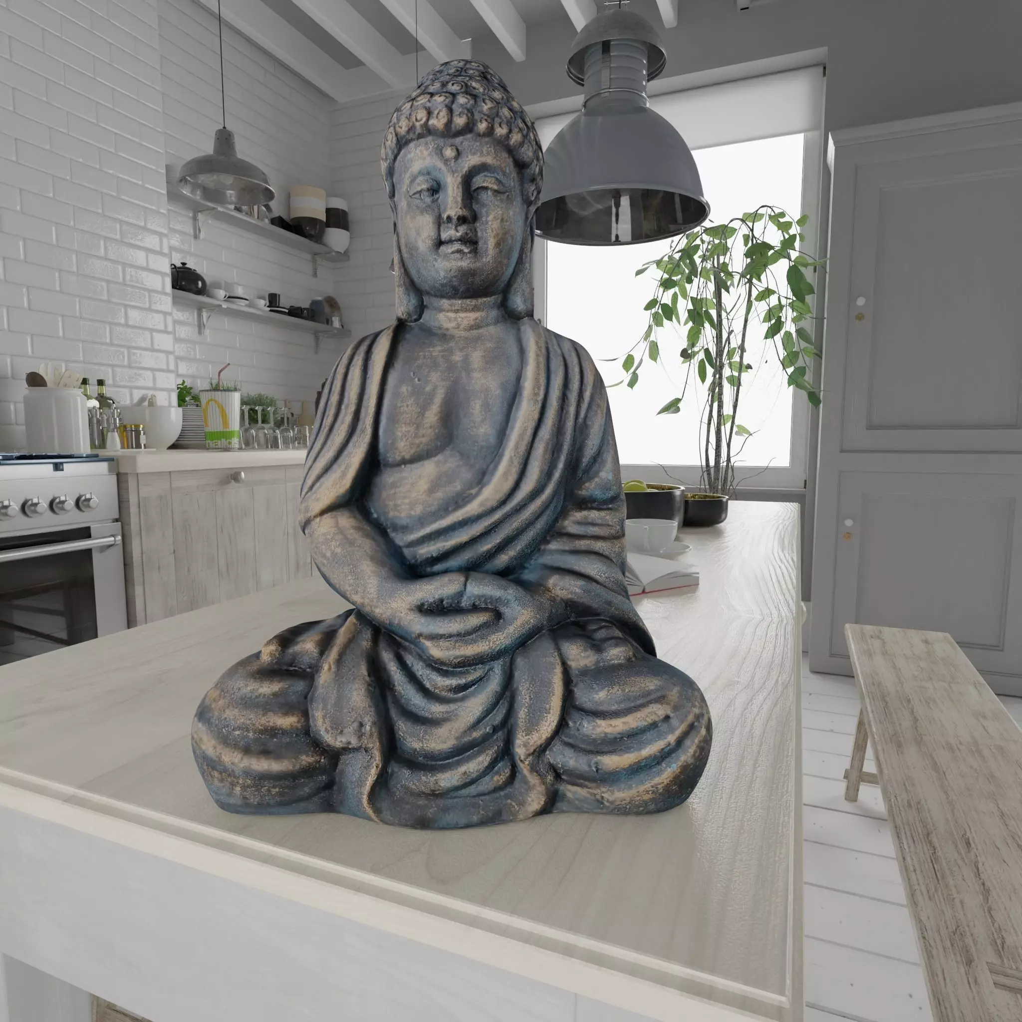 Buddha Photorealistic PBR Low-poly 3D model_0