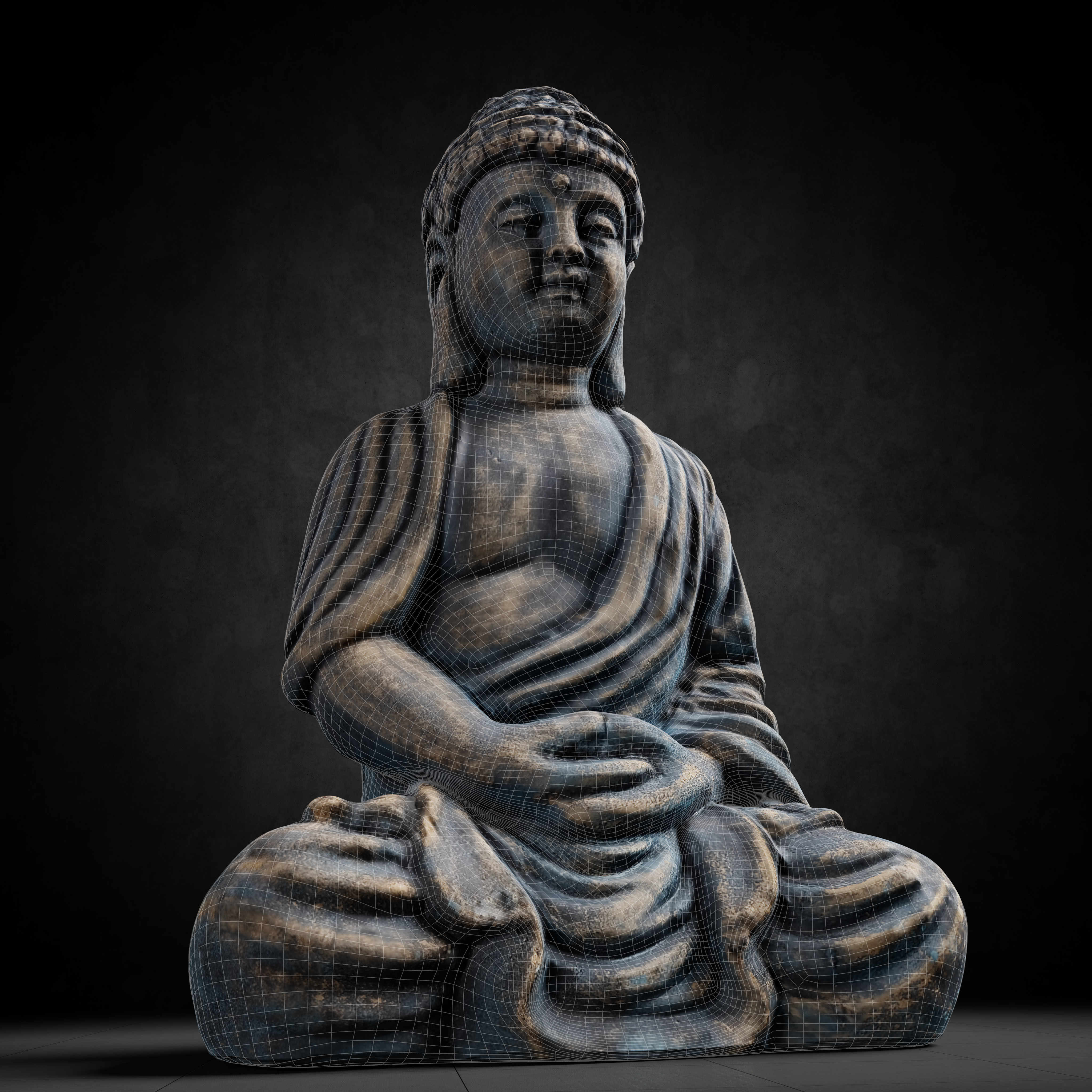 Buddha Photorealistic PBR Low-poly 3D model_5