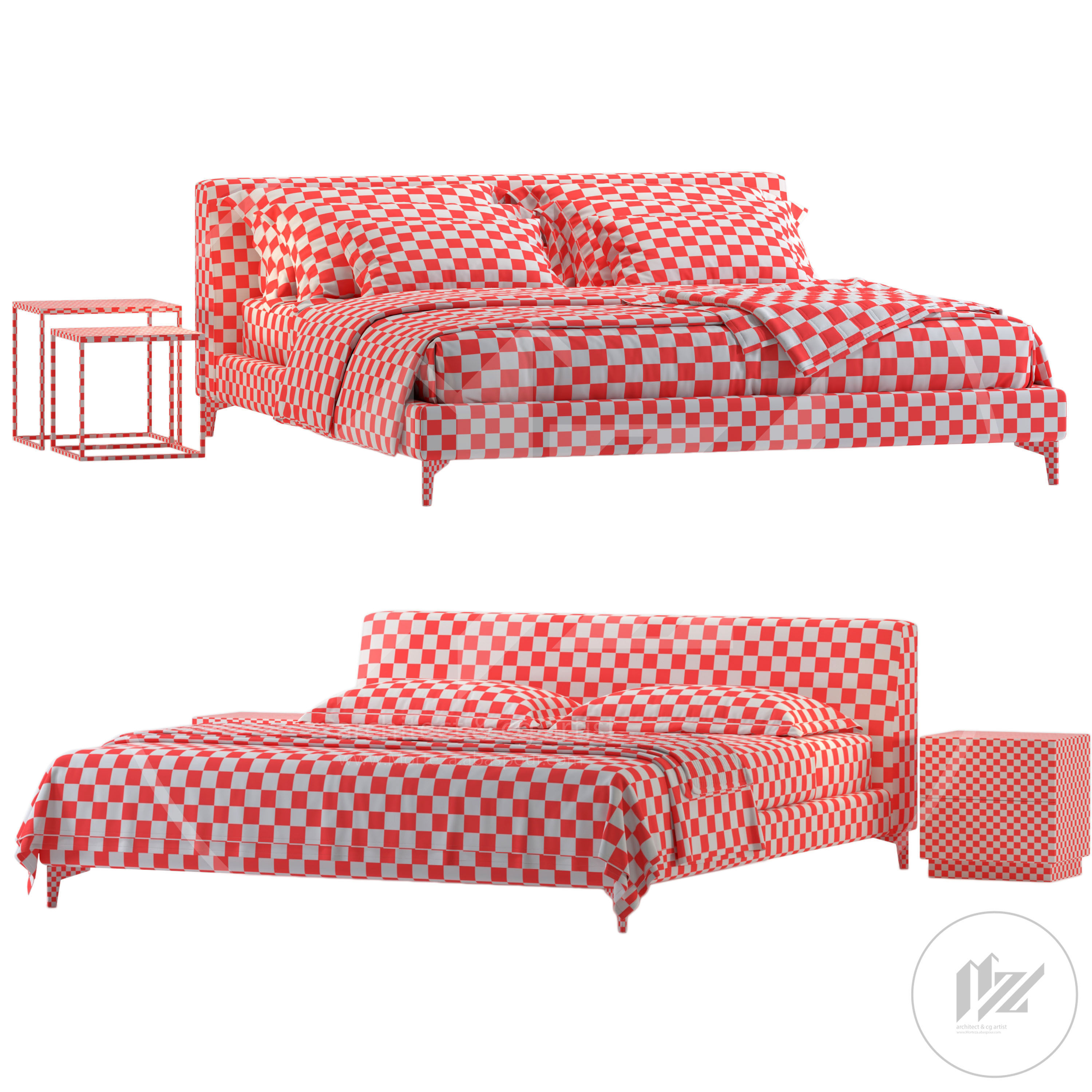 Meridiani LOUIS UP Bed 3D model_3