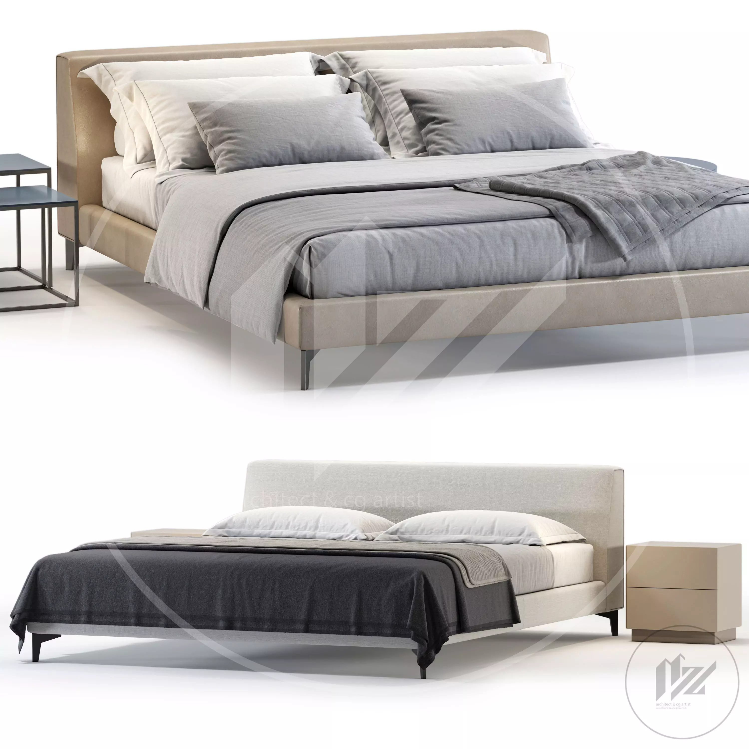 Meridiani LOUIS UP Bed 3D model_0