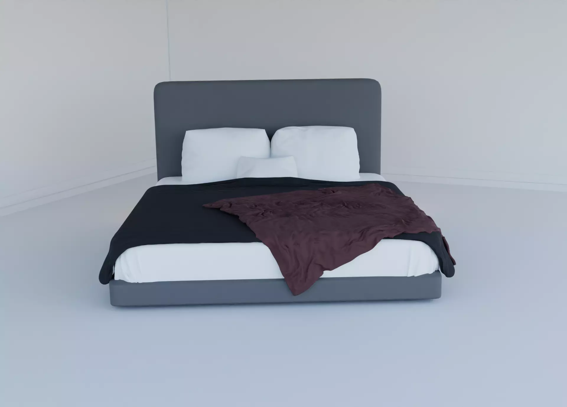 bed with gray fabric Free 3D model