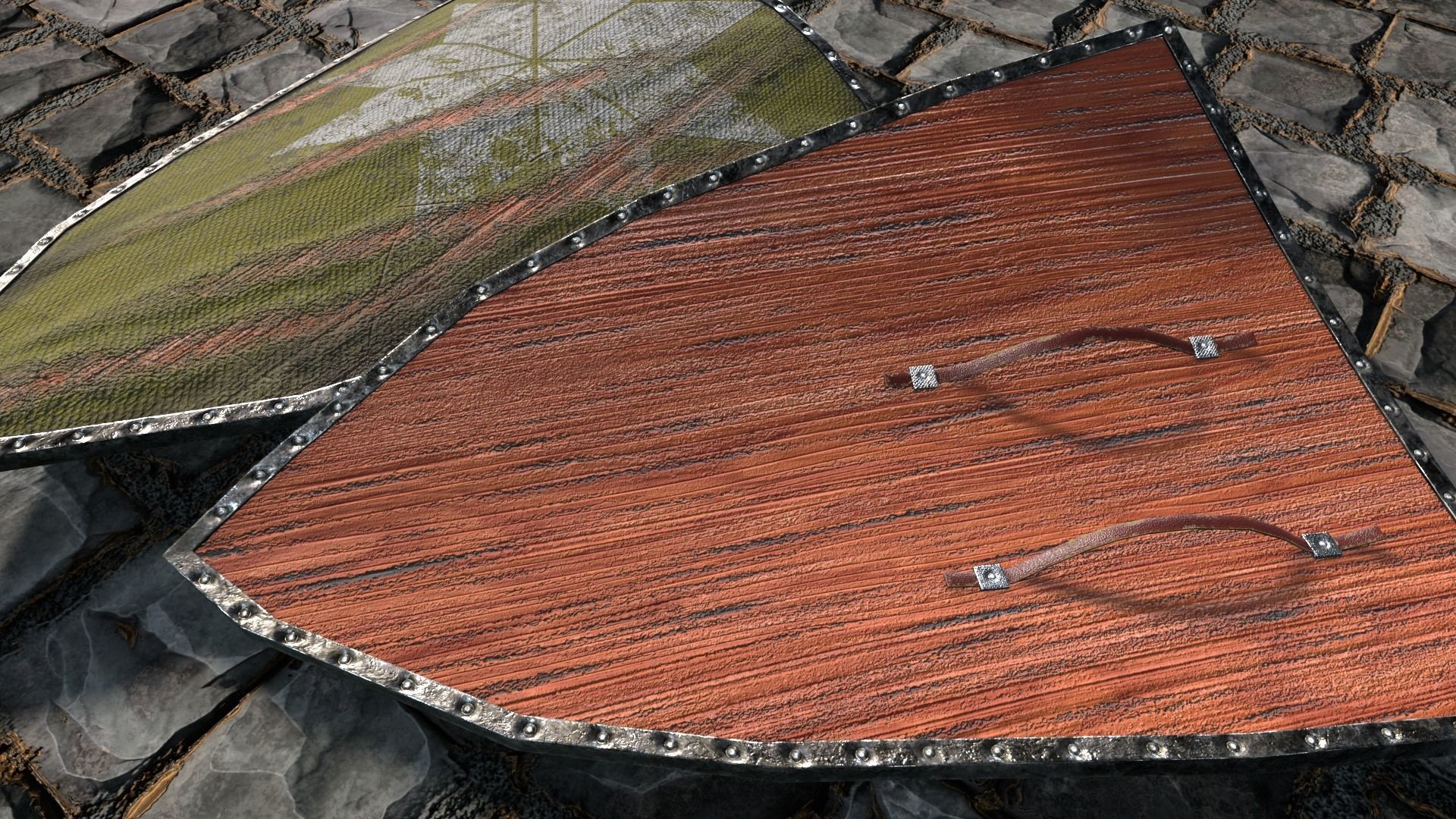 Medieval round shield with coat of arms 3 Low-poly 3D model_3