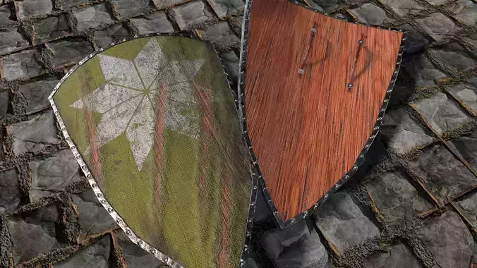 Medieval round shield with coat of arms 3 Low-poly 3D model