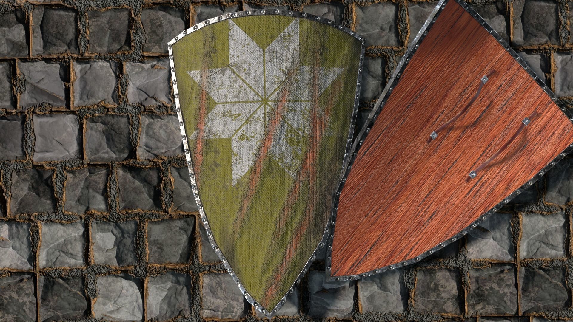 Medieval round shield with coat of arms 3 Low-poly 3D model_2