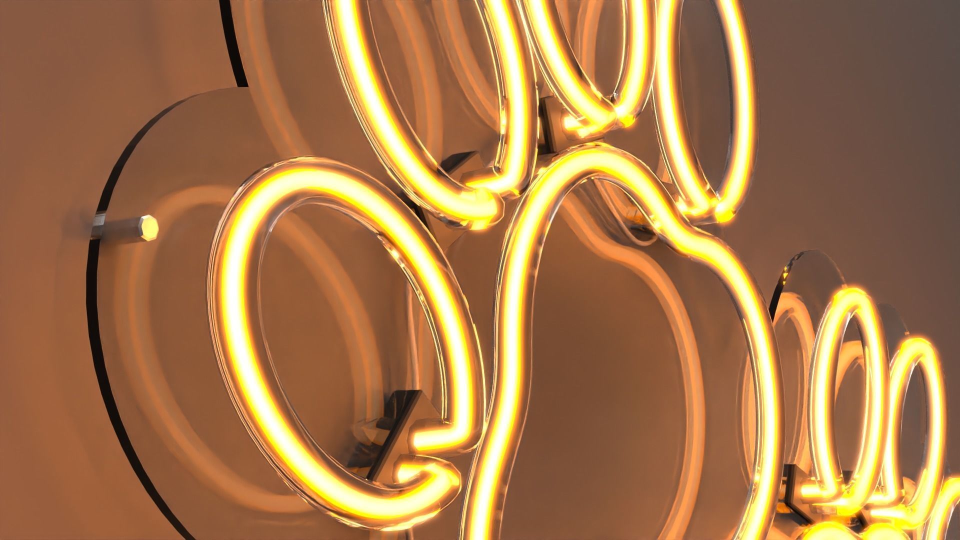 Dog Paws - Neon Sign 3D model_1