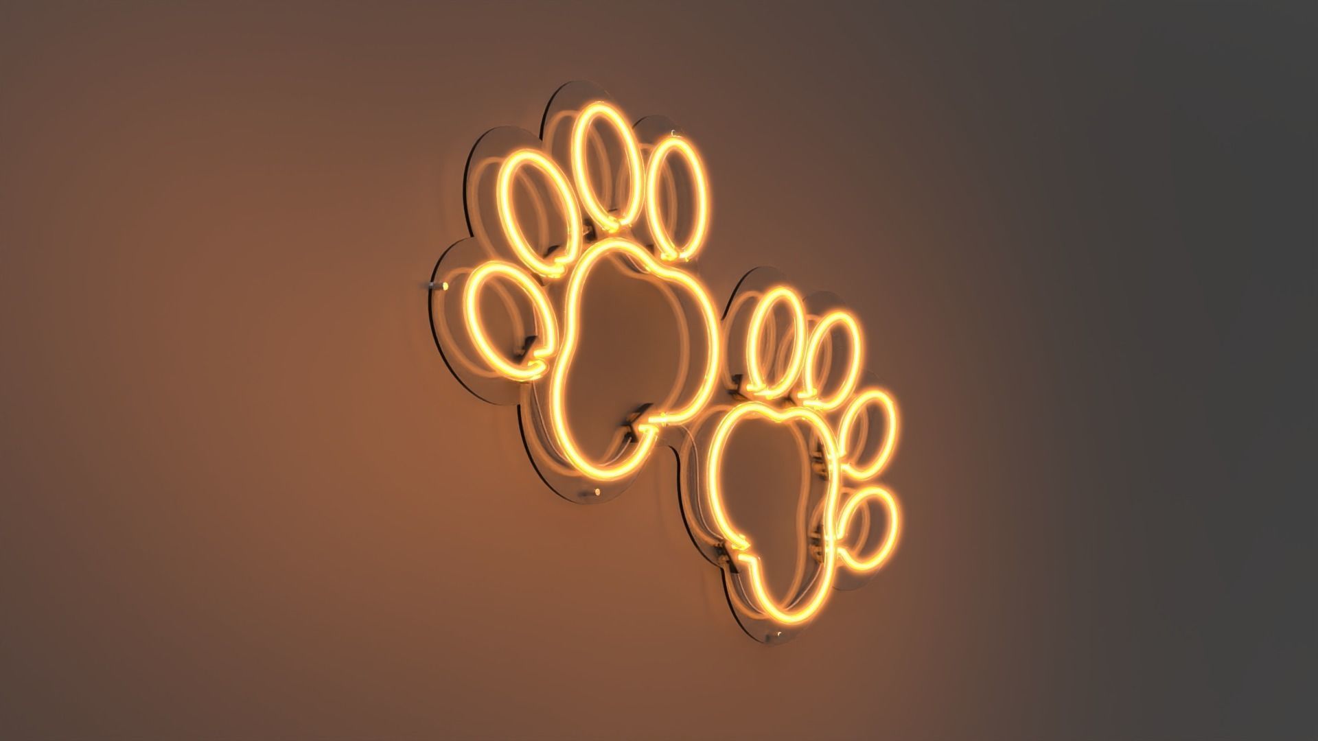 Dog Paws - Neon Sign 3D model_4