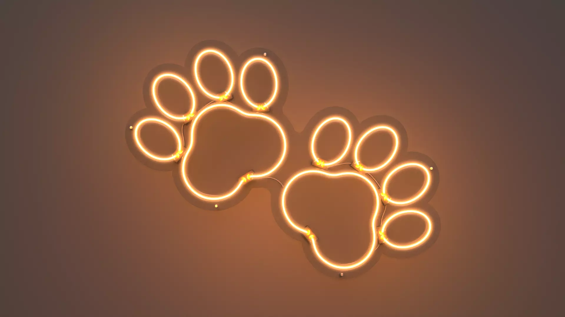 Dog Paws - Neon Sign 3D model_0