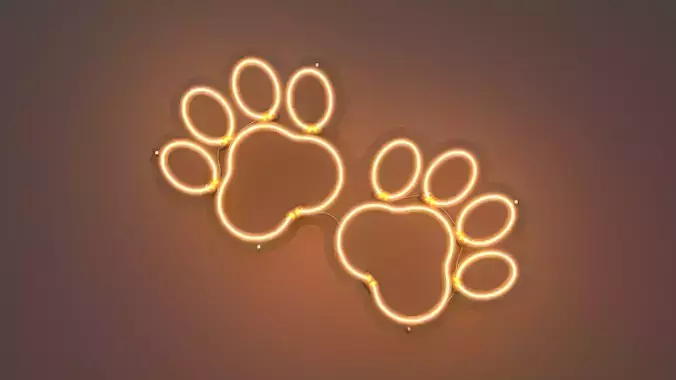 Dog Paws - Neon Sign 3D model