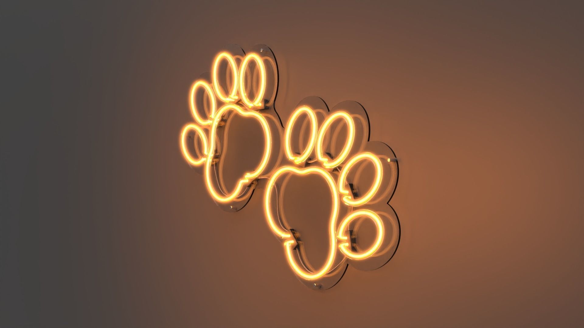 Dog Paws - Neon Sign 3D model_3