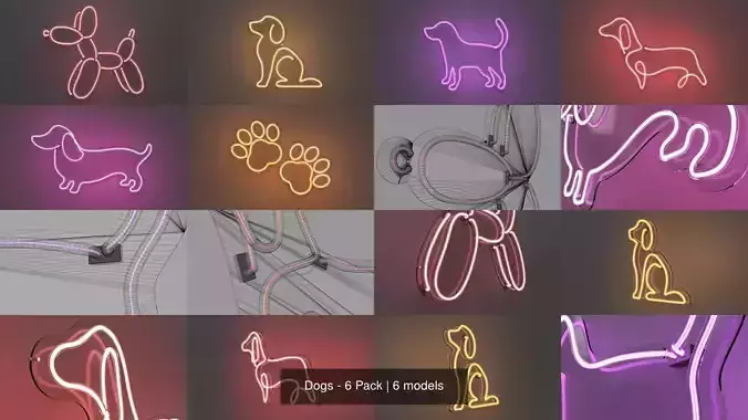 Dogs - 6 Pack 3D Model Collection
