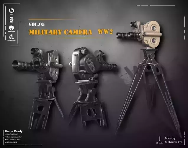 Military Camera WW2 - VOL05 - Game Ready 3D model
