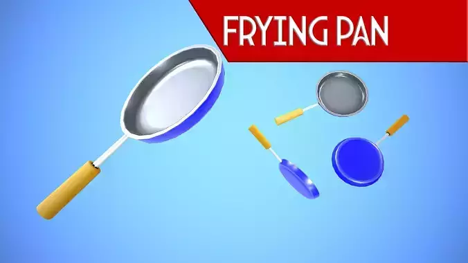 FRYING PAN CARTOON STYLIZED Low-poly 3D model