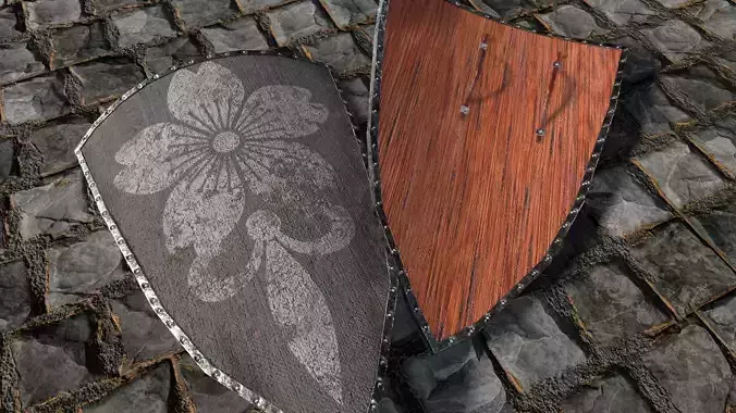 Medieval round shield with coat of arms 4 Low-poly 3D model