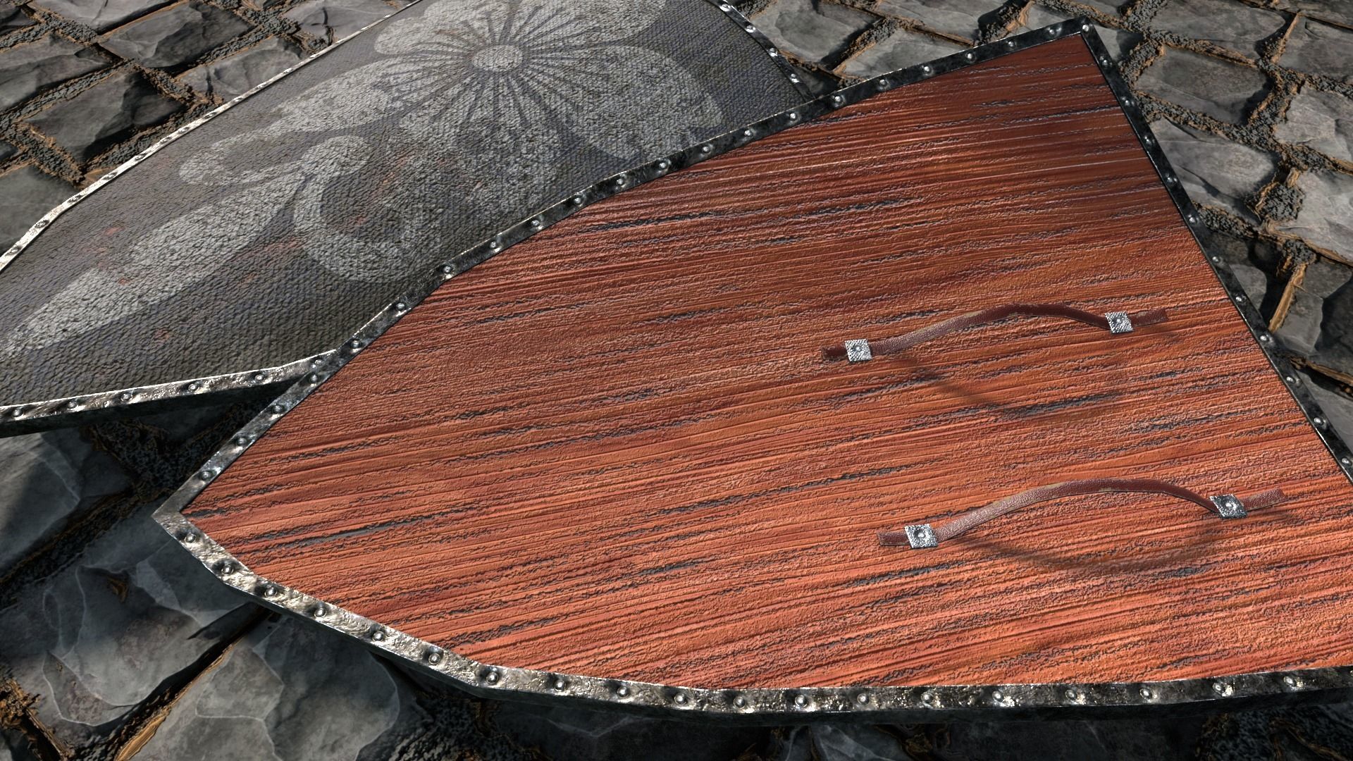 Medieval round shield with coat of arms 4 Low-poly 3D model_5