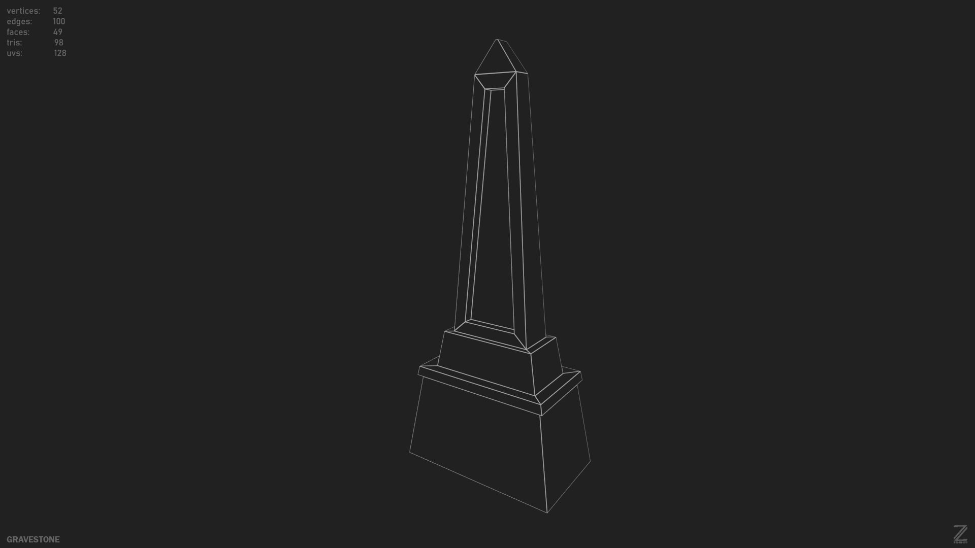 Gravestone Low-poly 3D model_3