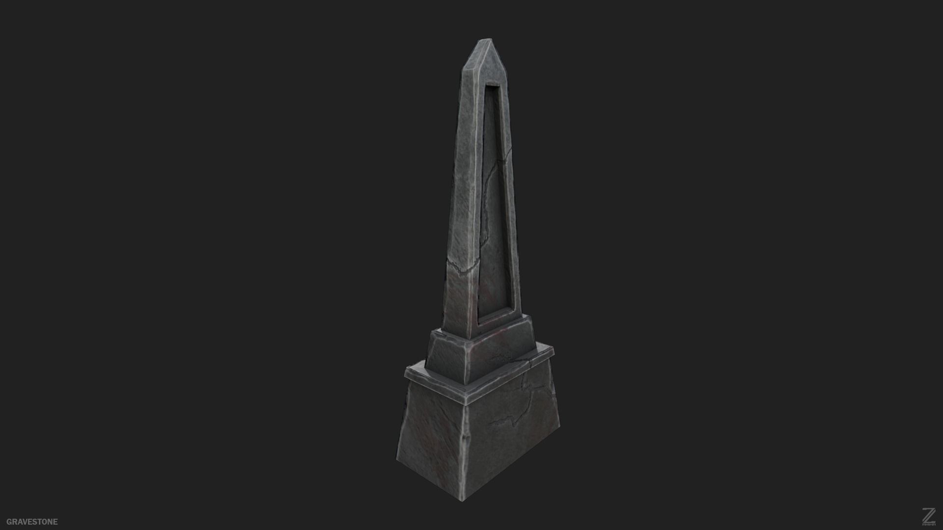 Gravestone Low-poly 3D model_5