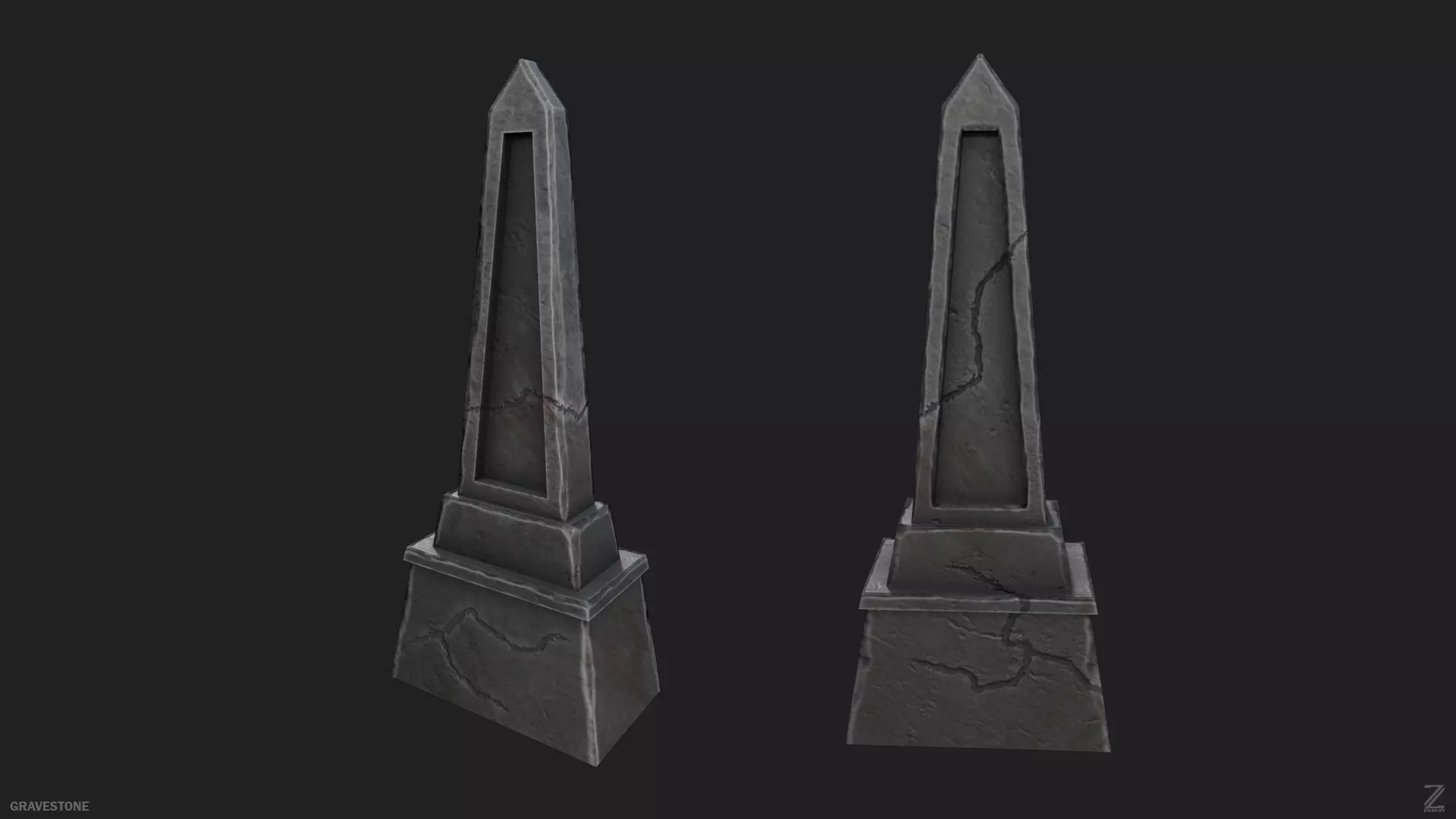Gravestone Low-poly 3D model_0