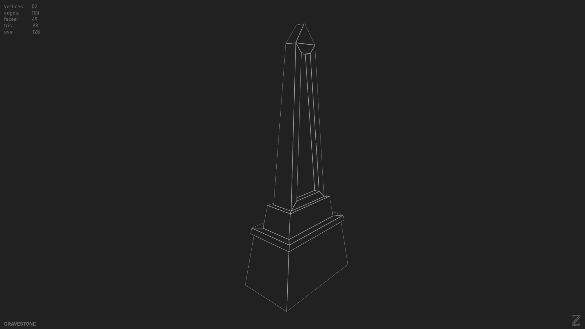 Gravestone Low-poly 3D model_10