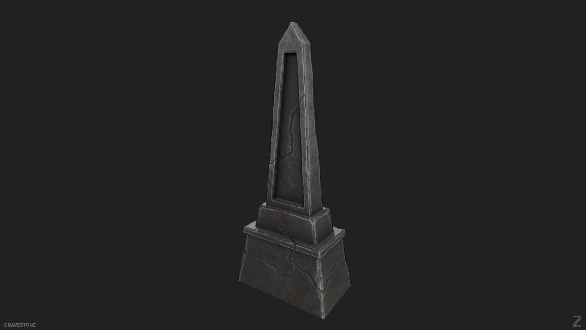 Gravestone Low-poly 3D model_11