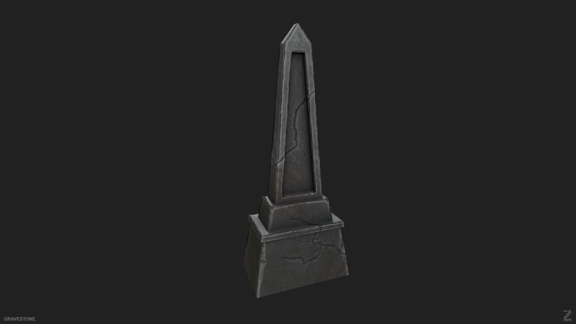 Gravestone Low-poly 3D model_8