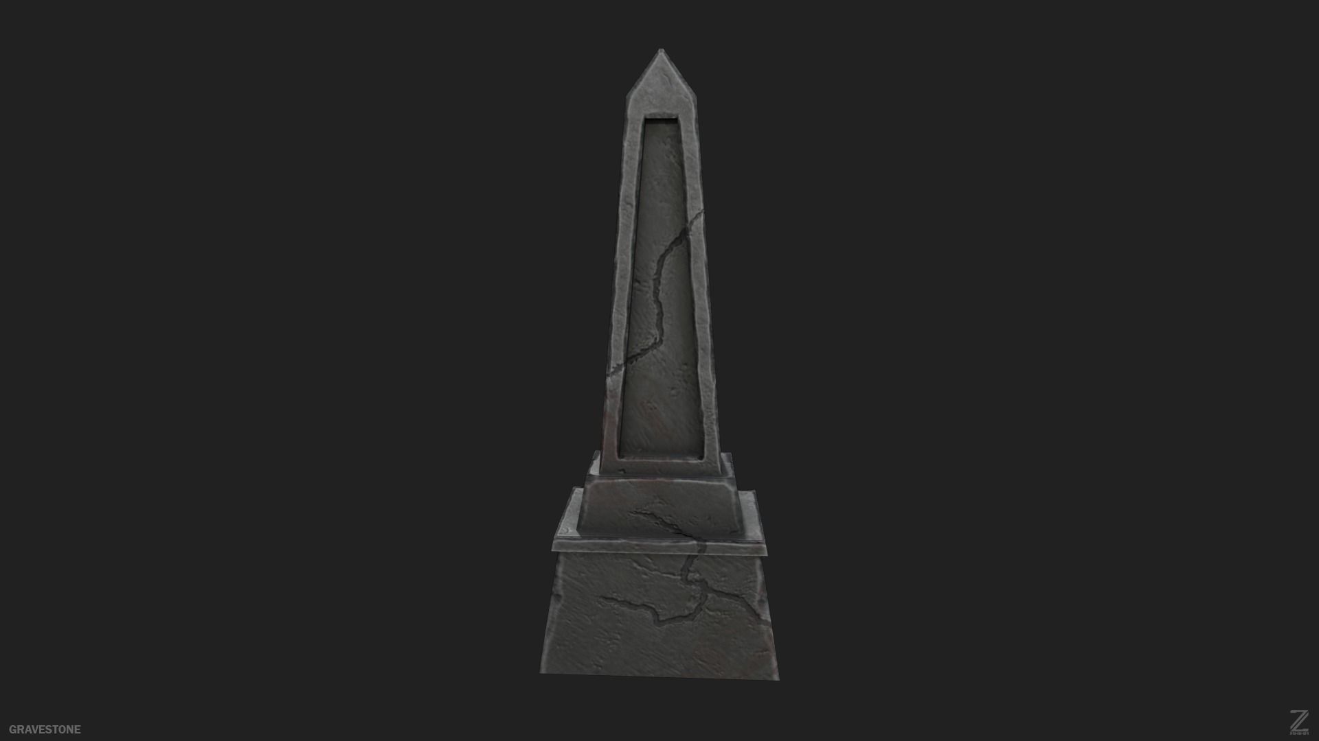 Gravestone Low-poly 3D model_9