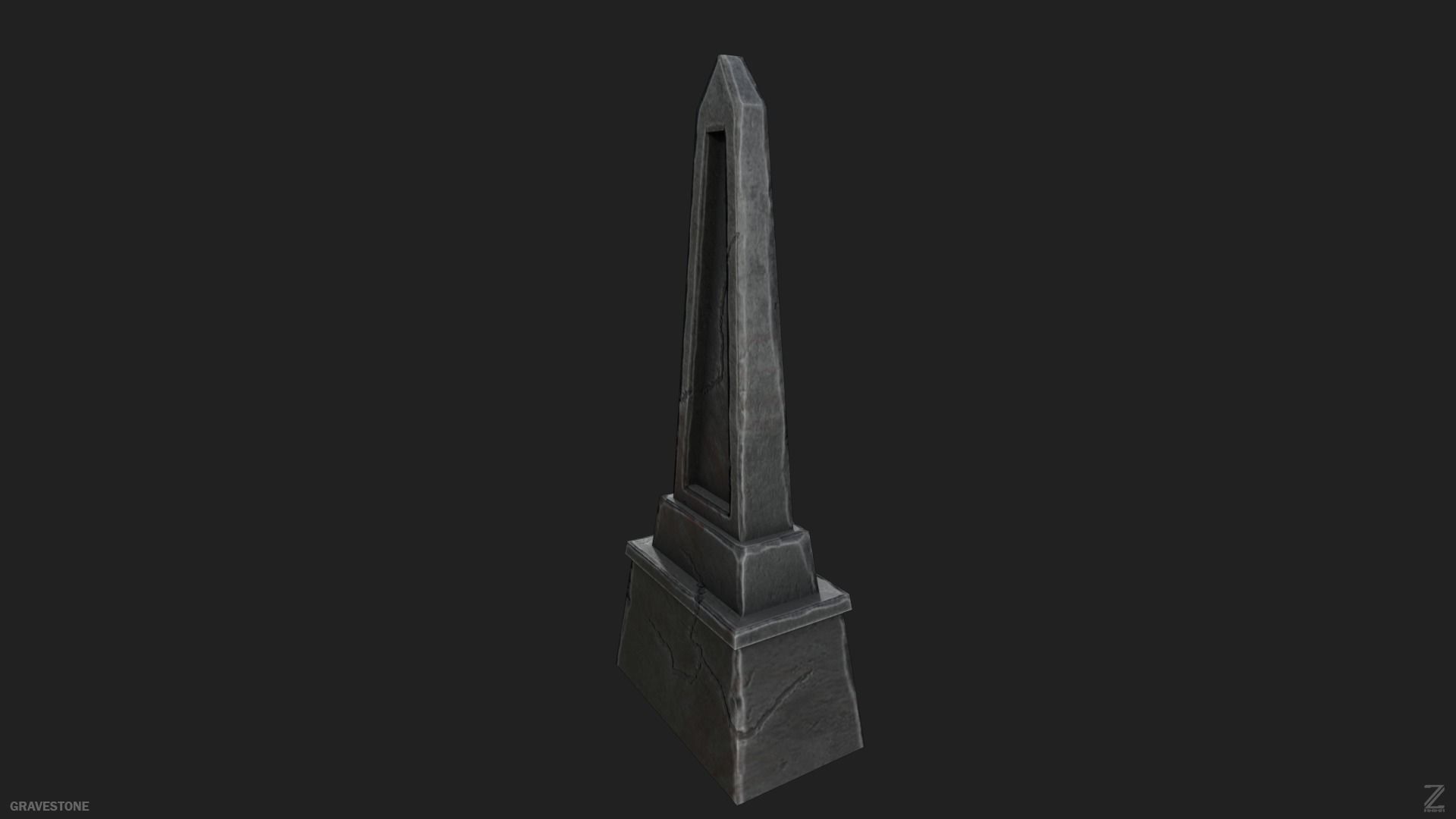 Gravestone Low-poly 3D model_15