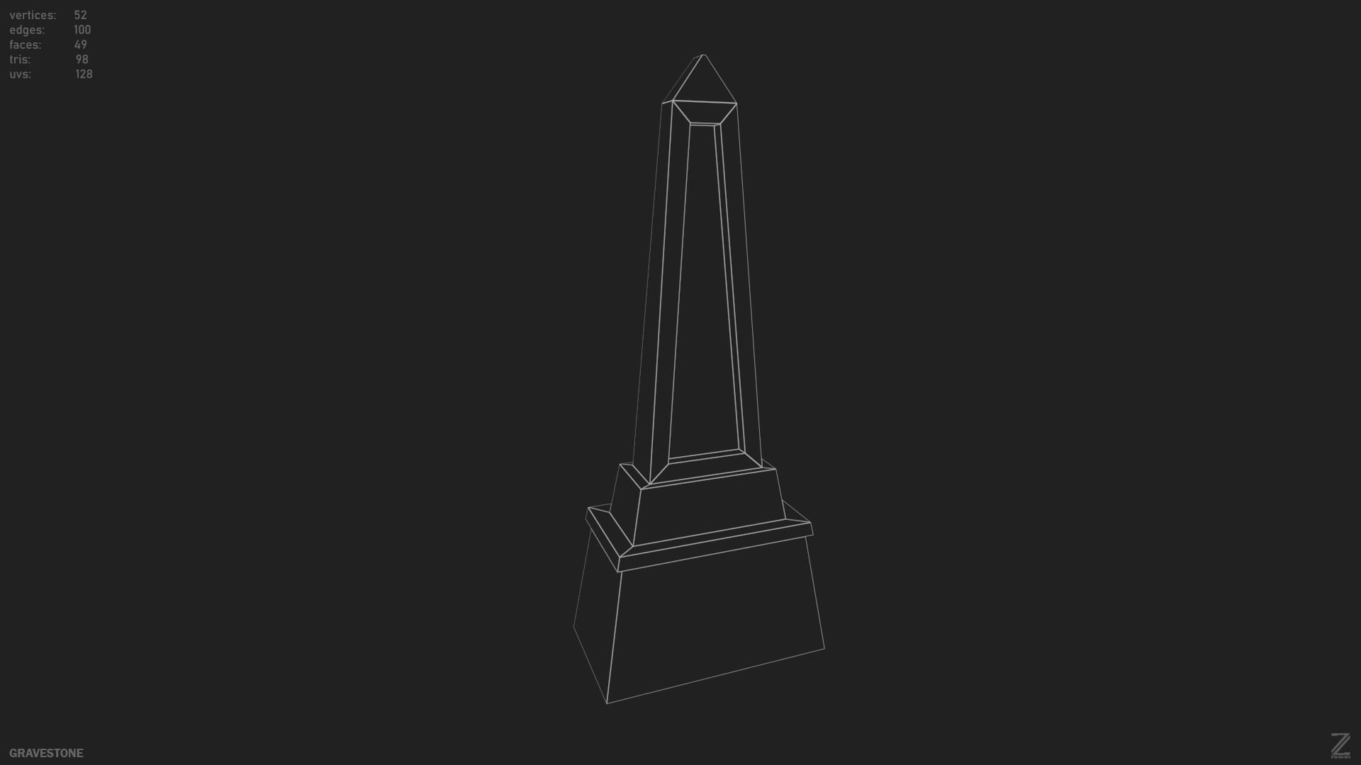 Gravestone Low-poly 3D model_4