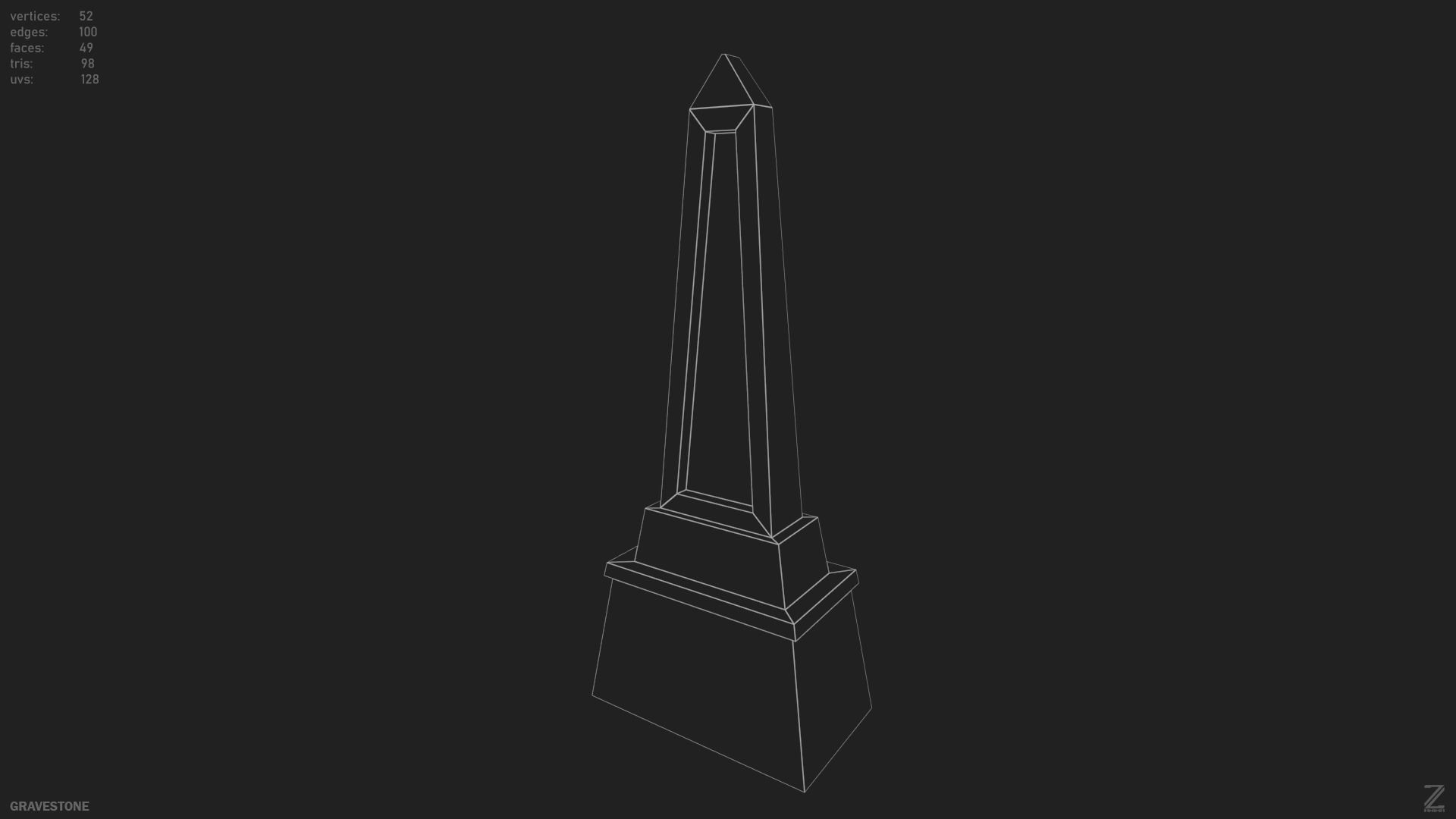 Gravestone Low-poly 3D model_13