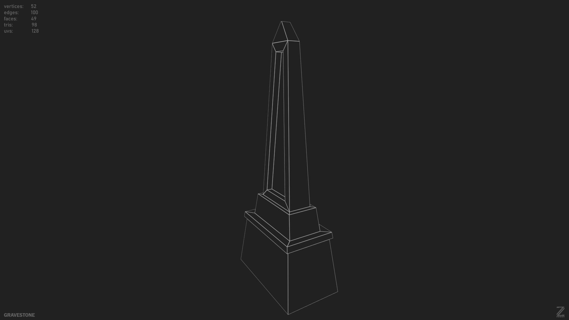 Gravestone Low-poly 3D model_14