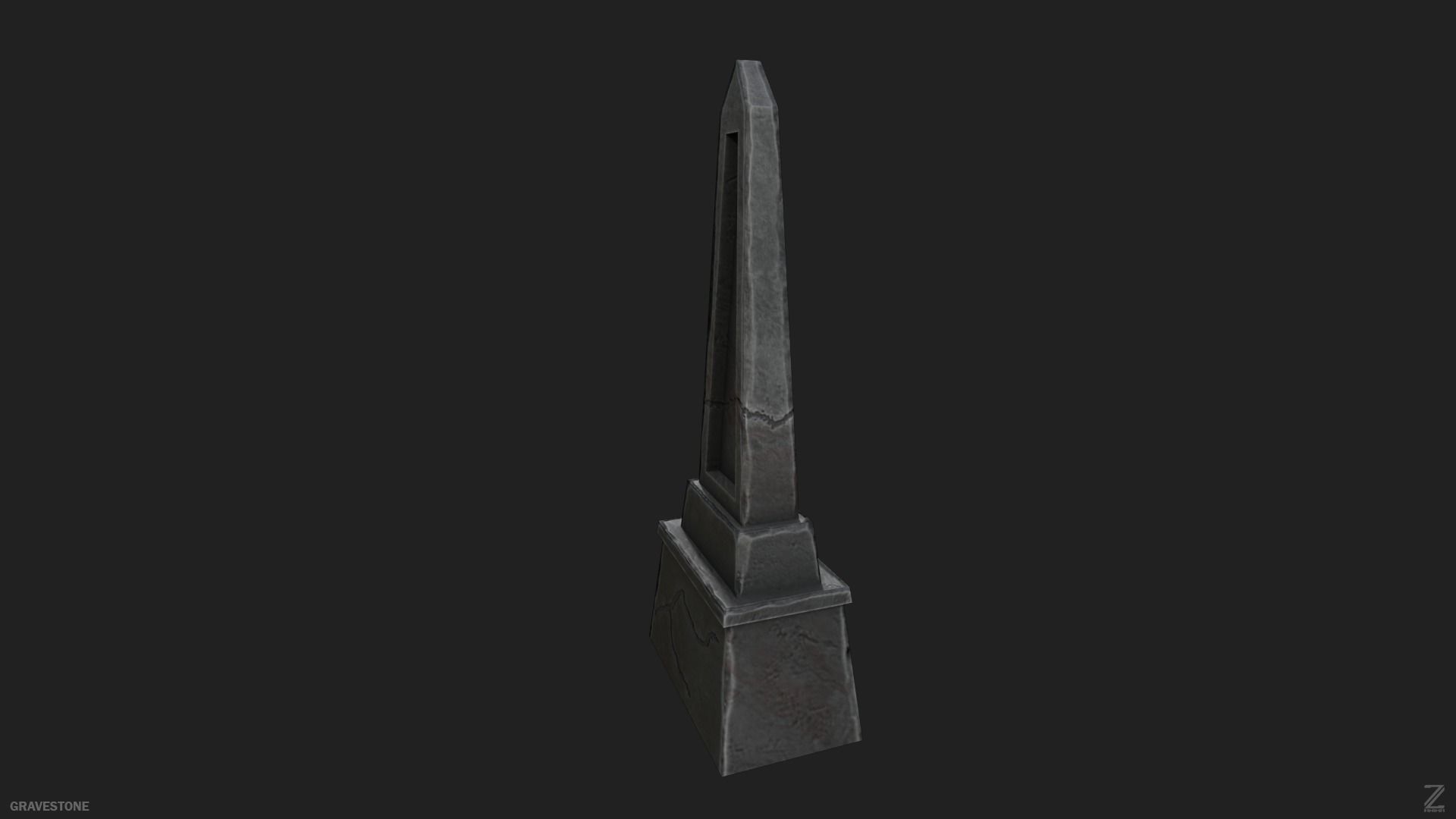 Gravestone Low-poly 3D model_7