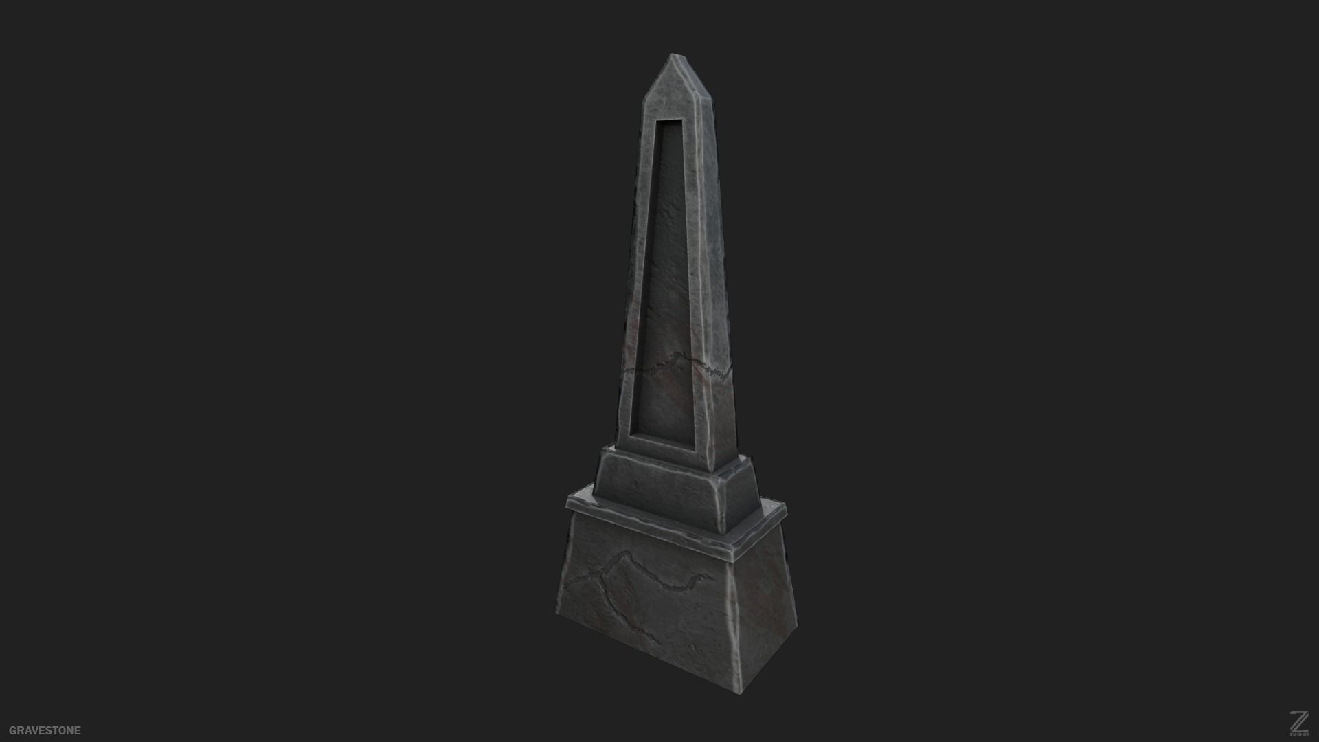 Gravestone Low-poly 3D model_6