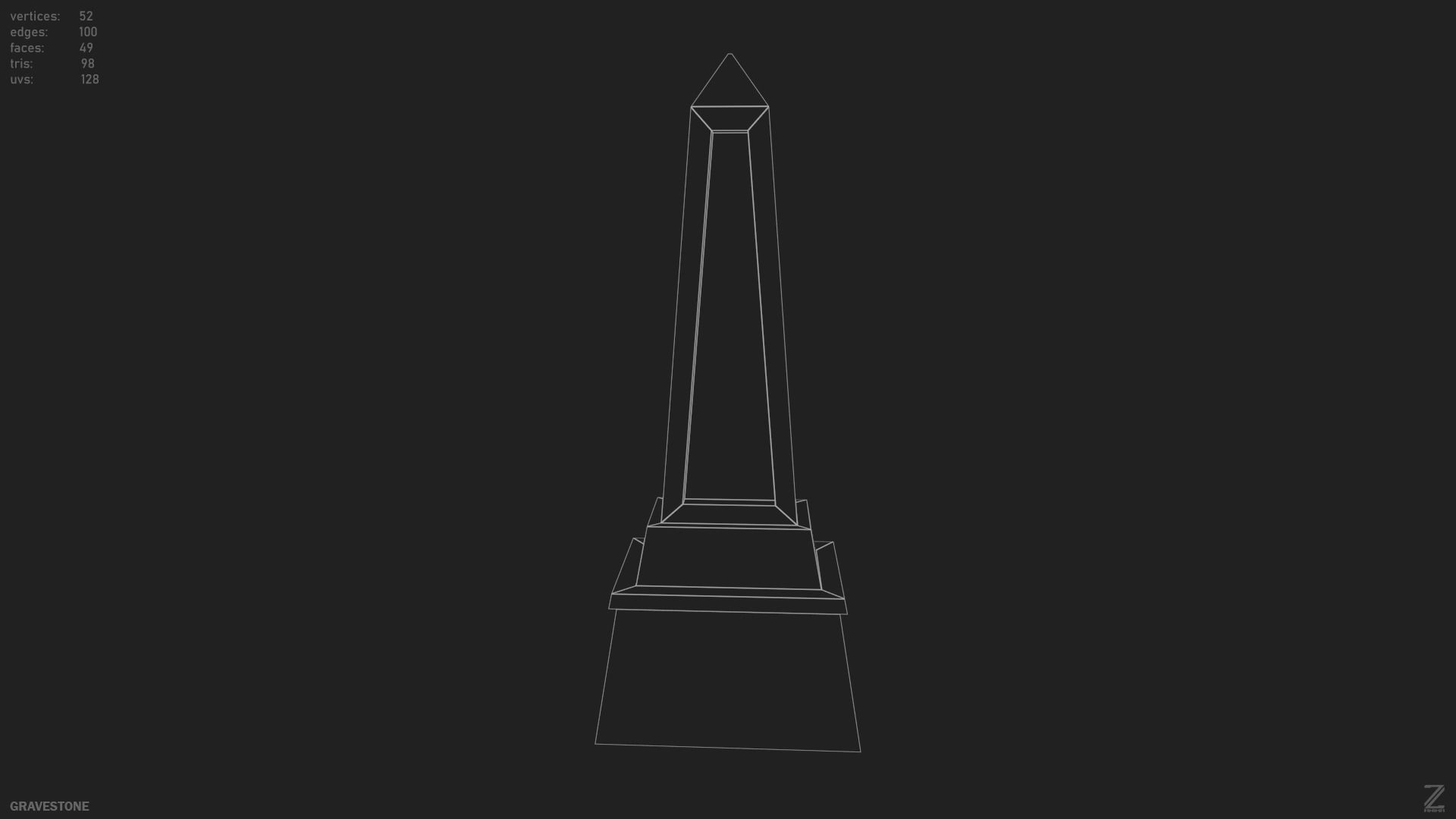 Gravestone Low-poly 3D model_2