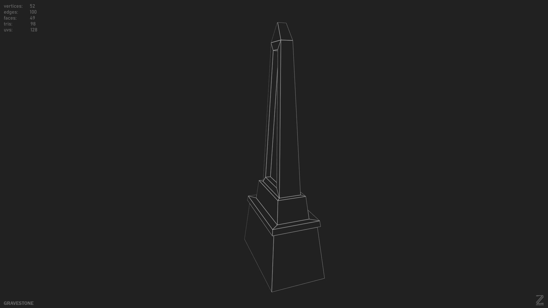 Gravestone Low-poly 3D model_12