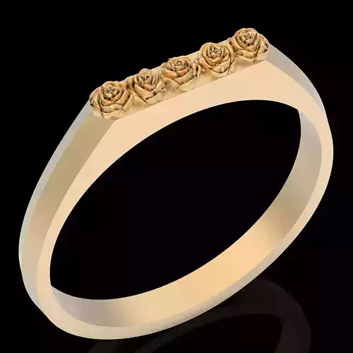 Lux rose ring silver gold jewelry printable 3D model