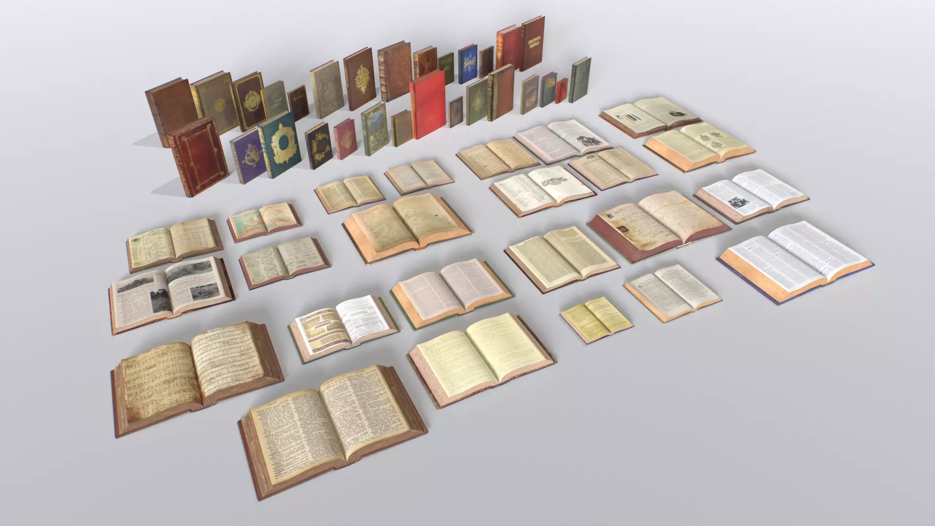 Old Books Low-poly 3D model_0