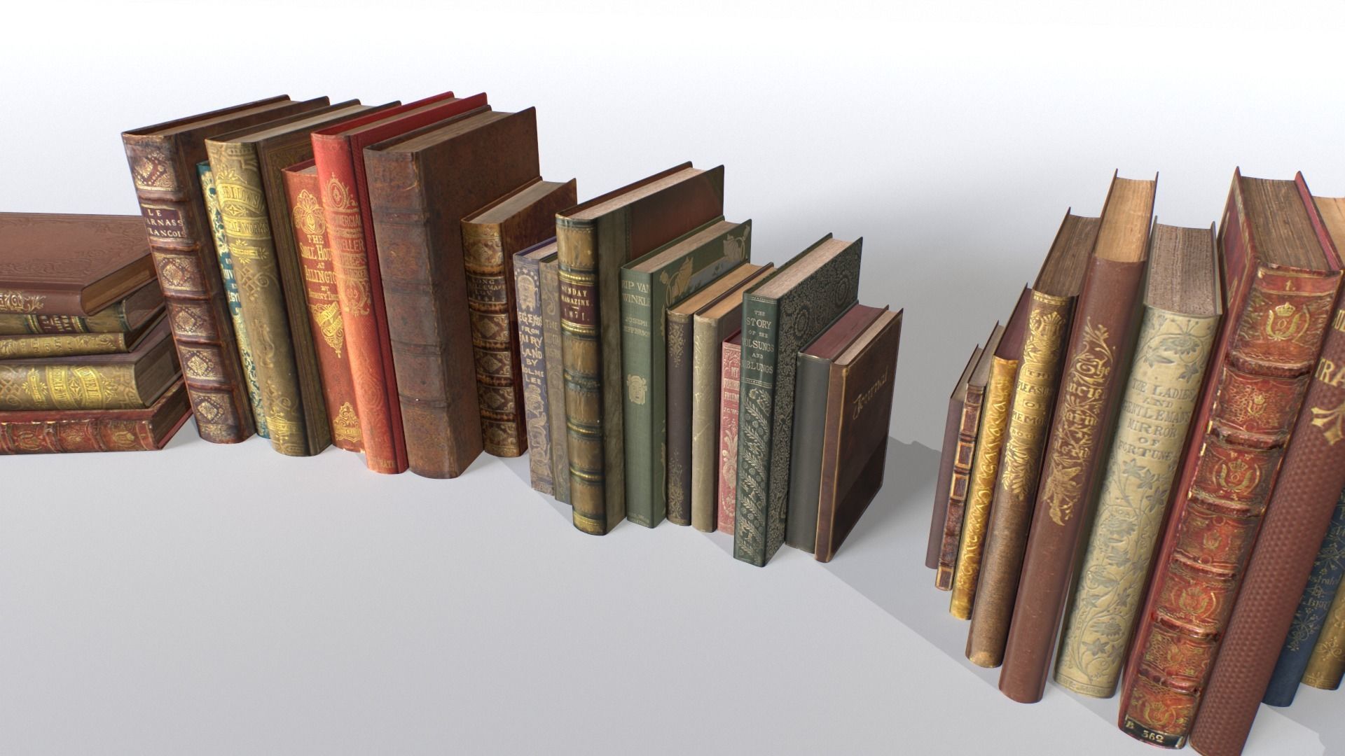 Old Books Low-poly 3D model_6