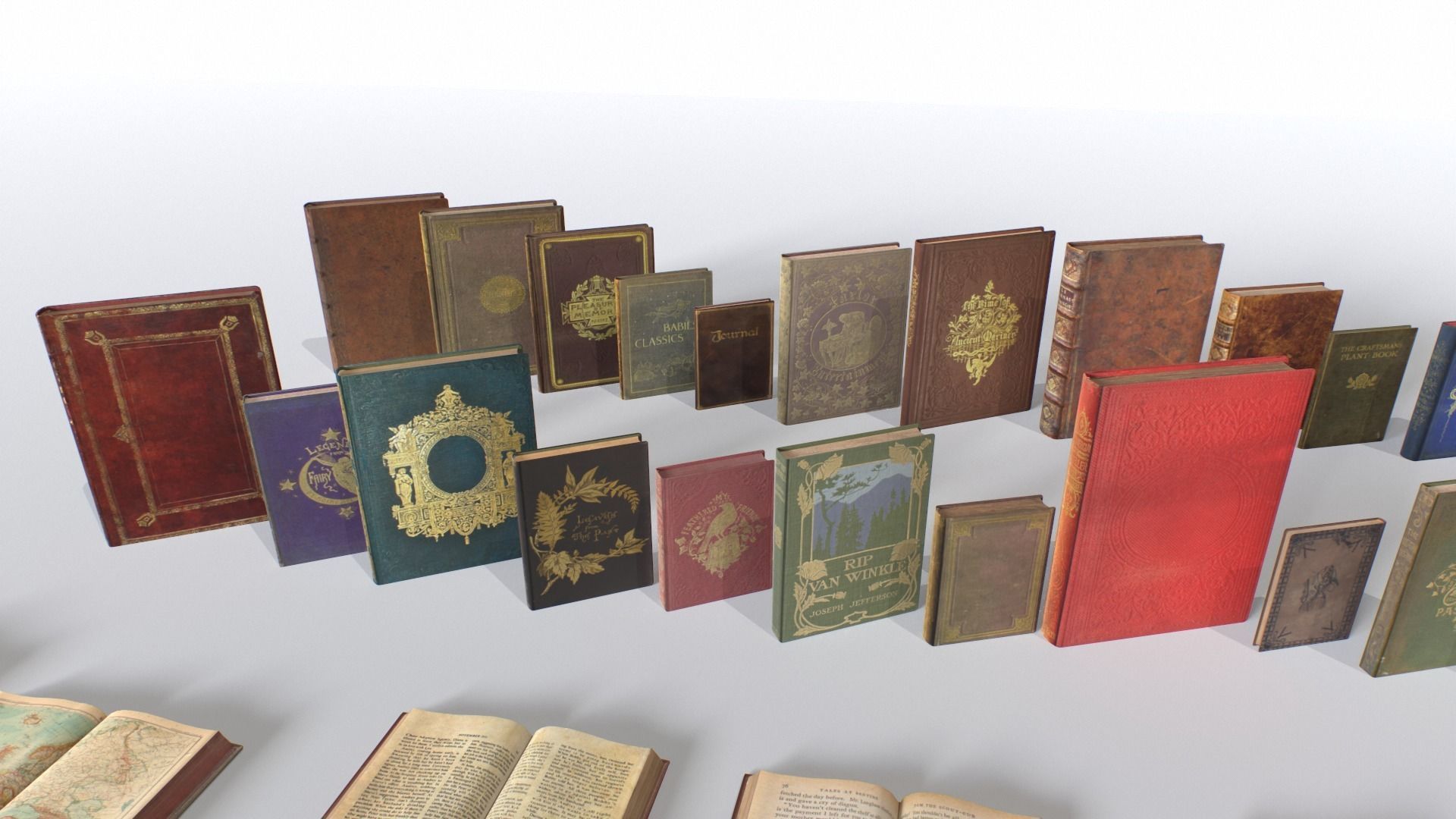 Old Books Low-poly 3D model_9