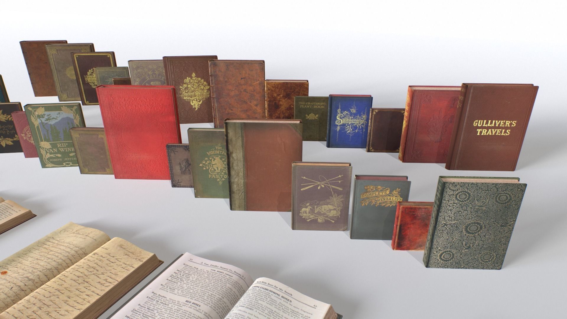 Old Books Low-poly 3D model_8