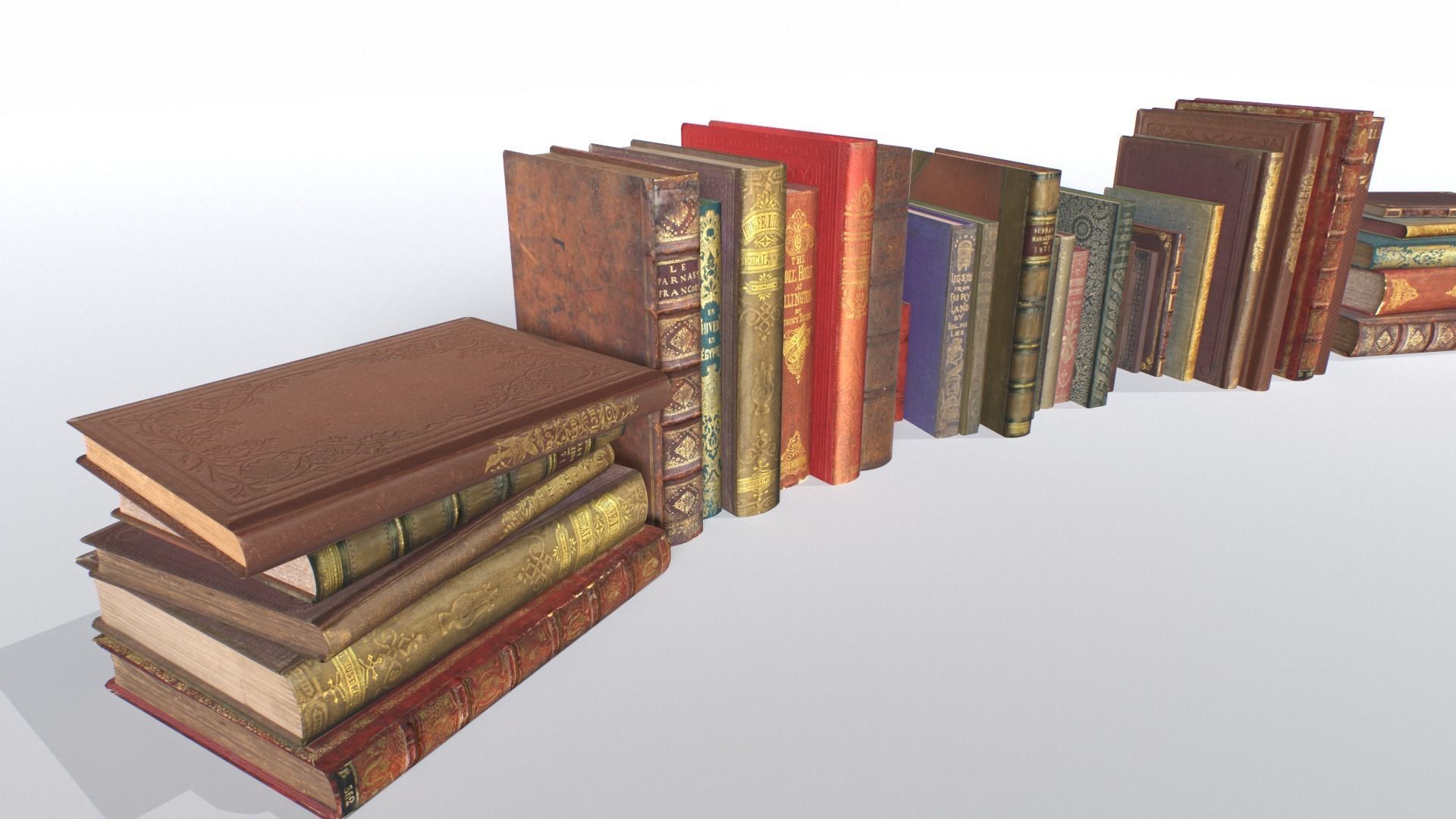 Old Books Low-poly 3D model_5